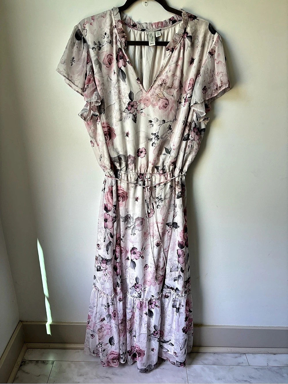 Joie Floral Maxi Dress in Pink & White Size 2X